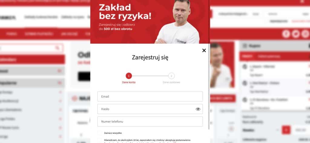 Rejestracja konta na Fuksiarz.pl